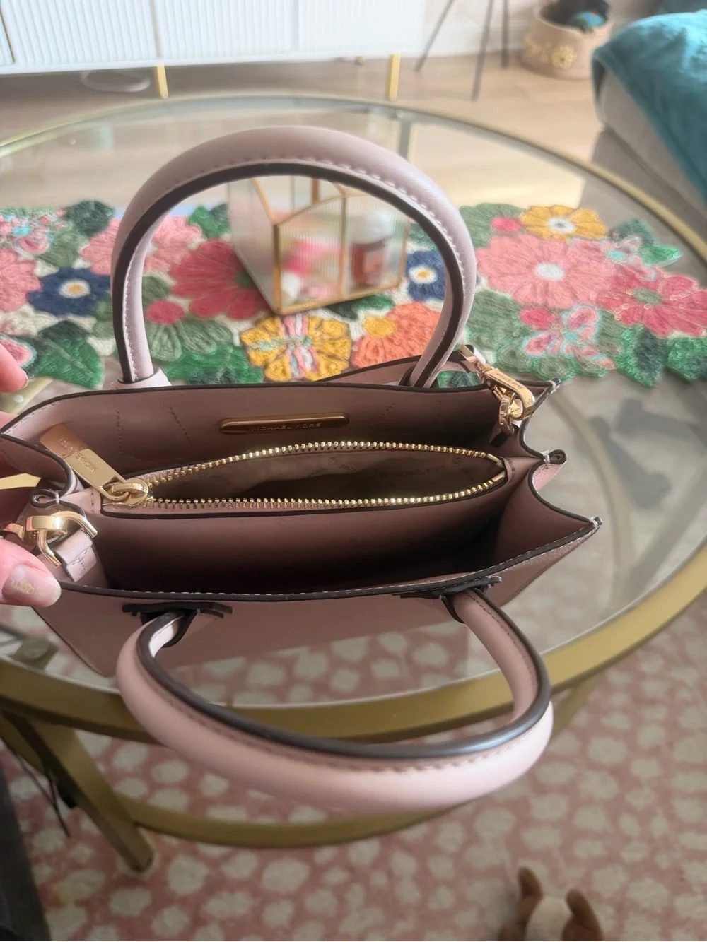 Michael Kors Blush Pink Pebbled Leather Crossbody Tote